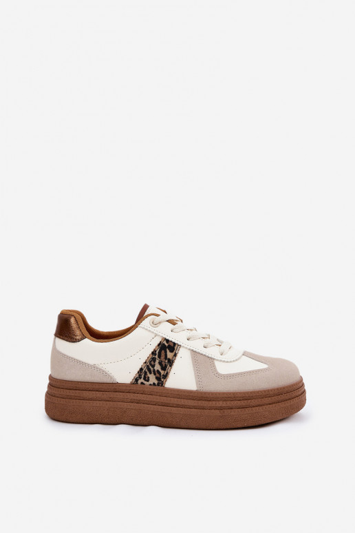 Femminile Scarpe modello sneakers con una piattaforma con motivi di pelliccia di leopardo beige Lincidi