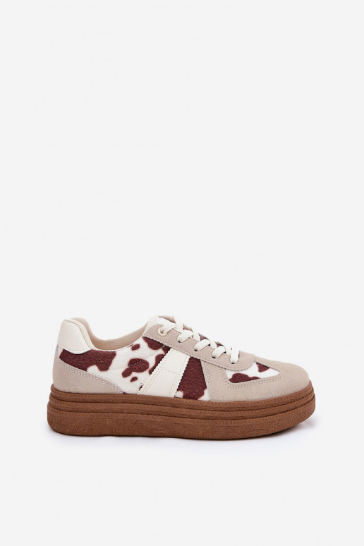 Femminile Scarpe modello sneakers con una piattaforma IN Łaty beige Lincidi
