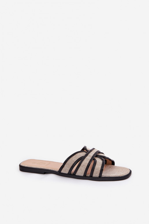 Elegantello classico Pantofole Appartamento delle donne beige-colore nero Scazze Elegantello classico Pantofole Appartamento delle donne beige-colore nero Scazze