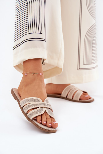 Elegantello classico Pantofole Appartamento delle donne beige Scazze