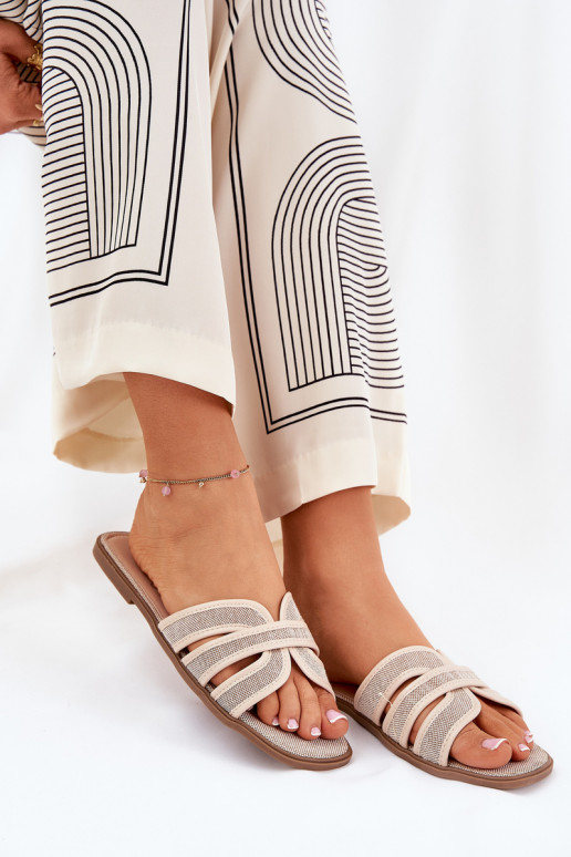 Elegantello classico Pantofole Appartamento delle donne beige Scazze