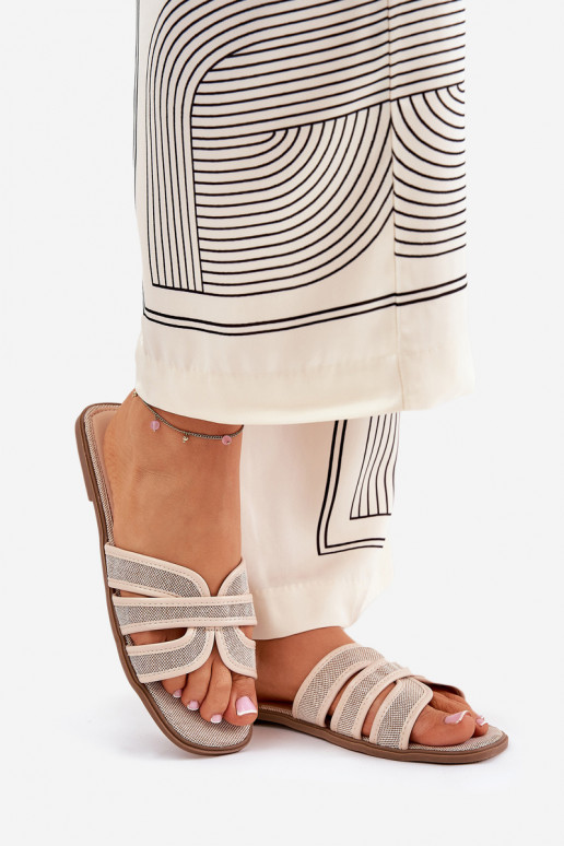 Elegantello classico Pantofole Appartamento delle donne beige Scazze