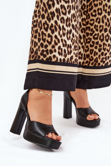 Sandali con tacco alto da donna e piattaforma Eko Pelle colore nero Lomman