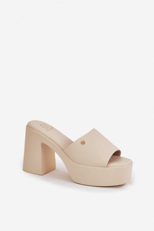 Femminile Pantofole in ecopelle con i tacchi e piattaforma colore avorio Tamirella