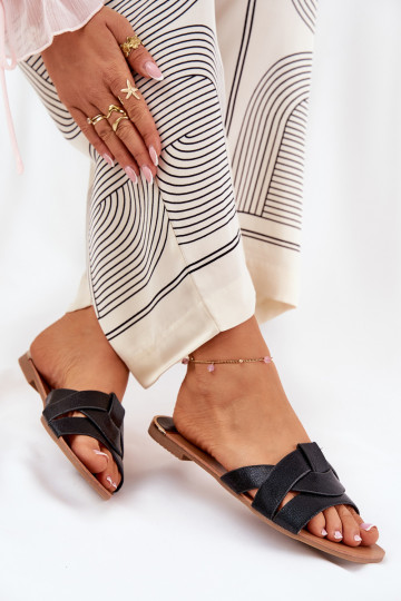 isoscele Pantofole da donna Z Przeplatającymi Się Paskami colore nero Selaenor