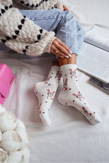 Calzini Conigli i Kropki colore avorio
