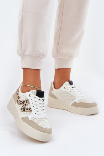 scarpe da ginnastica Femminile con una piattaforma con motivi di pelliccia di leopardo beige Lorori 2