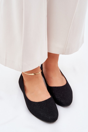 Ballerine Appartamento delle donne con lucentezza colore nero Tatorelis