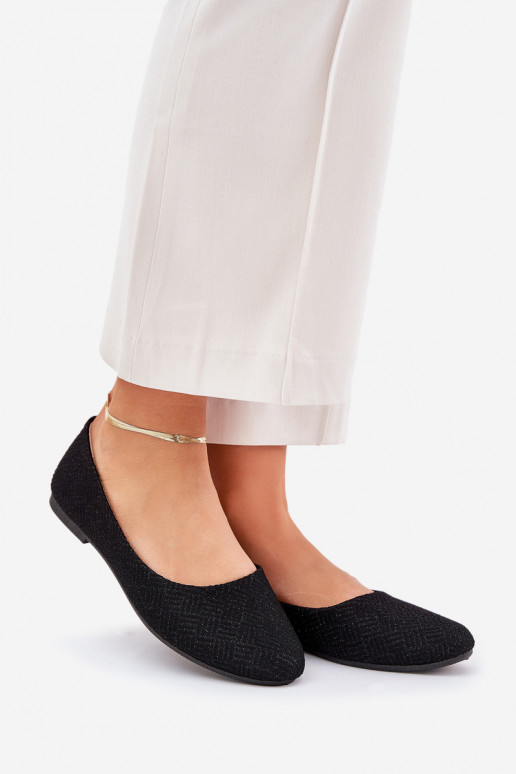 Ballerine Appartamento delle donne con lucentezza colore nero Tatorelis