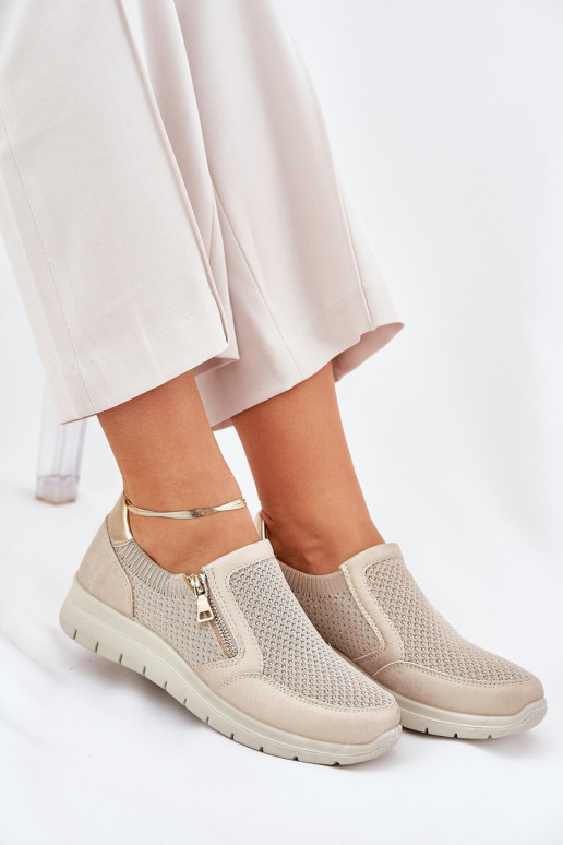 scarpe Femminile con una piattaforma con cerniere colore dorato Leanae