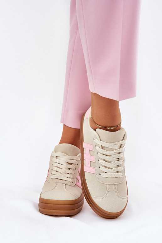 Scarpe modello sneakers Femminile con una piattaforma beige Syliyana