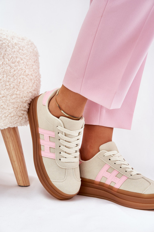 Scarpe modello sneakers Femminile con una piattaforma beige Syliyana