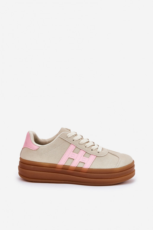 Scarpe modello sneakers Femminile con una piattaforma beige Syliyana