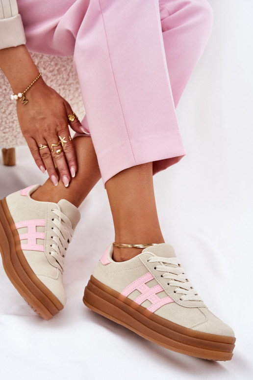 Scarpe modello sneakers Femminile con una piattaforma beige Syliyana