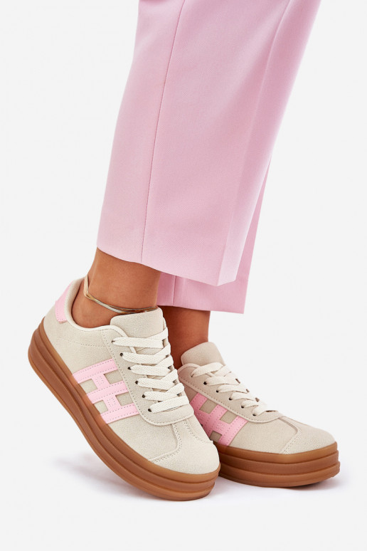 Scarpe modello sneakers Femminile con una piattaforma beige Syliyana
