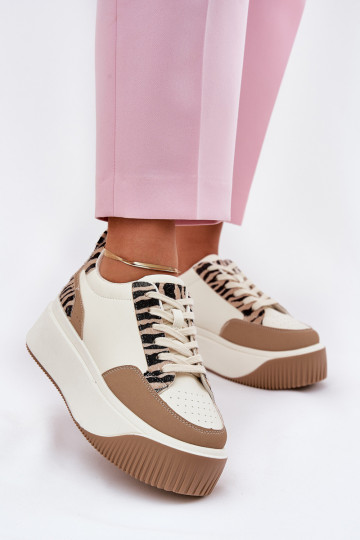 Scarpe modello sneakers Femminile con una piattaforma Zebra beige Tamorniel