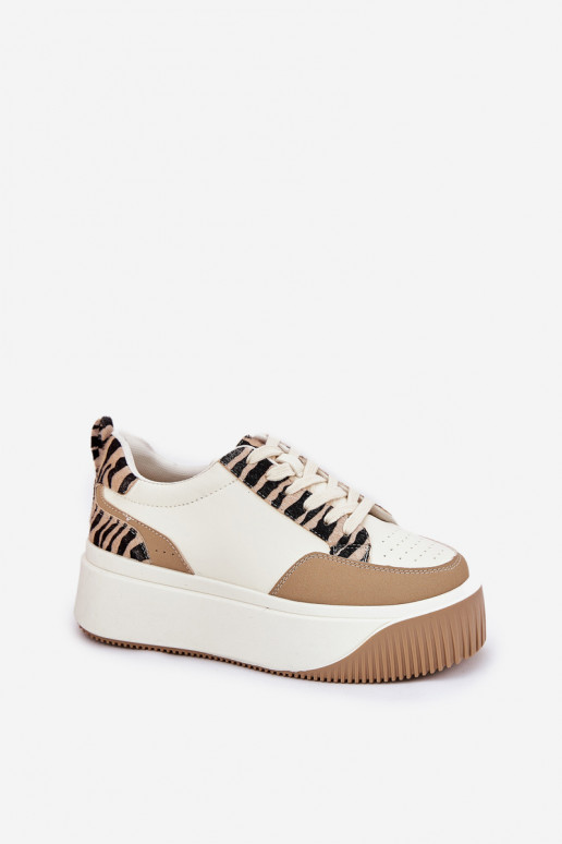 Scarpe modello sneakers Femminile con una piattaforma Zebra beige Tamorniel