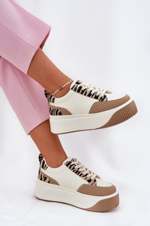 Scarpe modello sneakers Femminile con una piattaforma Zebra beige Tamorniel
