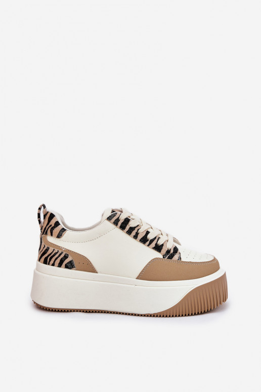 Scarpe modello sneakers Femminile con una piattaforma Zebra beige Tamorniel