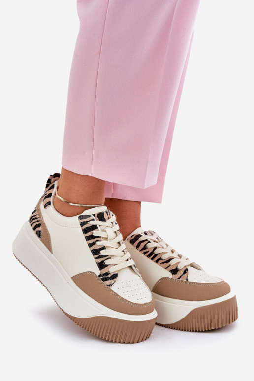 Scarpe modello sneakers Femminile con una piattaforma Zebra beige Tamorniel