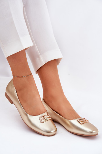 Ballerine da donna eleganti con ornamenti Vinceza 62206 color oro 2