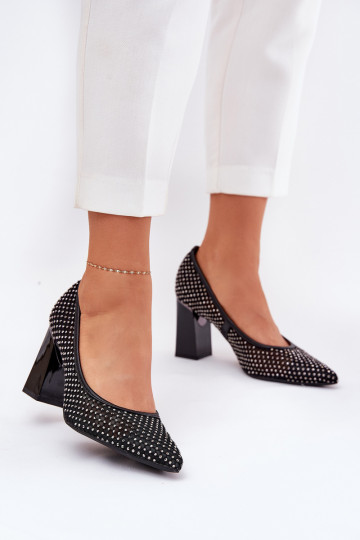 Scarpe decorate a rete con tacco Vinceza 62211 nere