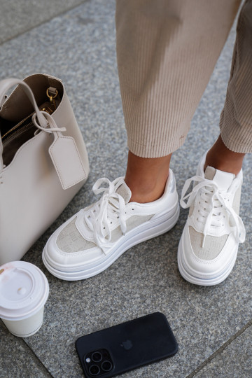 Scarpe sneakers da donna con motivo bianche Fenarra