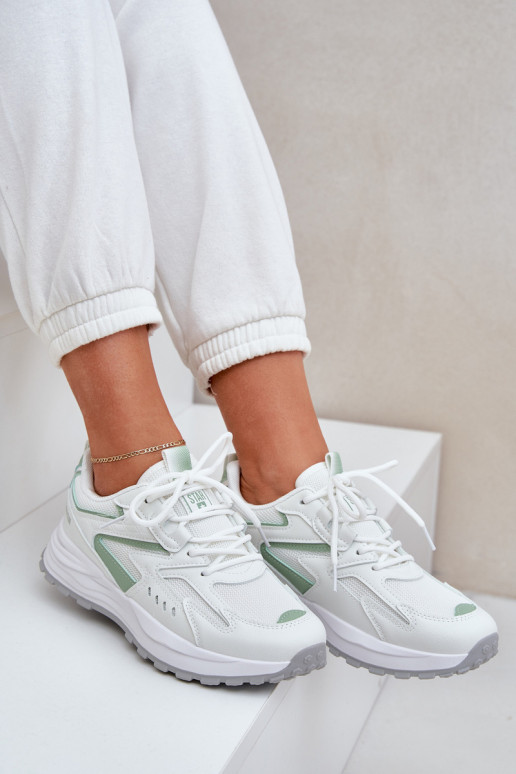 Scarpe sportive da donna Big Star NN274A095 HI-POLY SYSTEM bianche-verdi