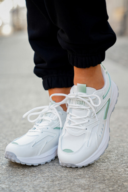 Scarpe sportive da donna Big Star NN274A095 HI-POLY SYSTEM bianche-verdi