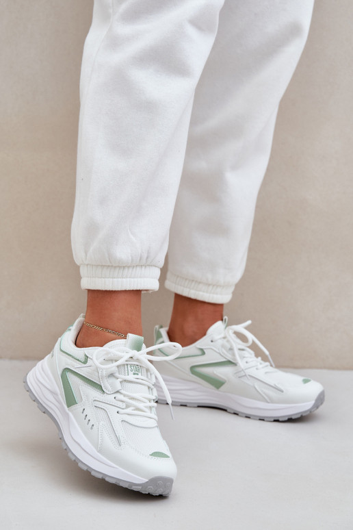 Scarpe sportive da donna Big Star NN274A095 HI-POLY SYSTEM bianche-verdi