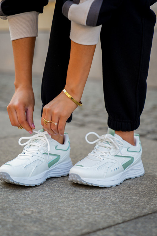 Scarpe sportive da donna Big Star NN274A095 HI-POLY SYSTEM bianche-verdi