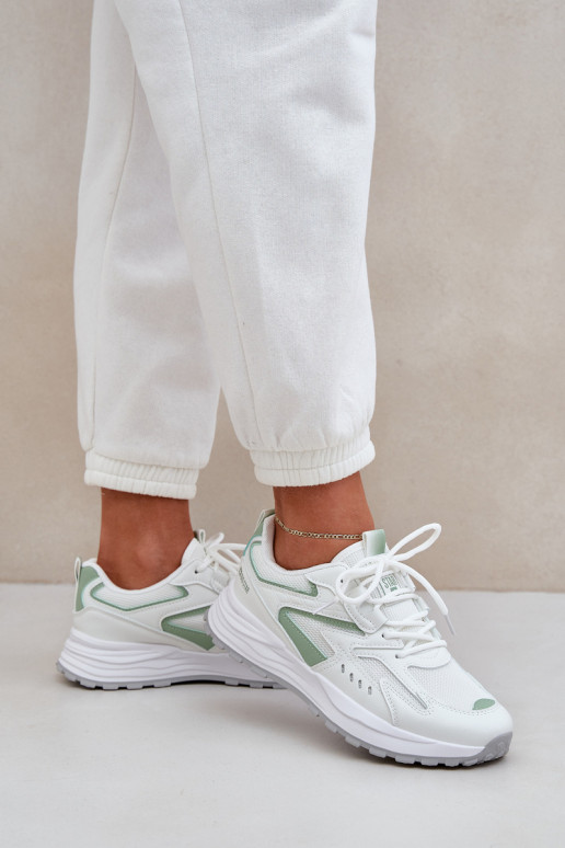 Scarpe sportive da donna Big Star NN274A095 HI-POLY SYSTEM bianche-verdi