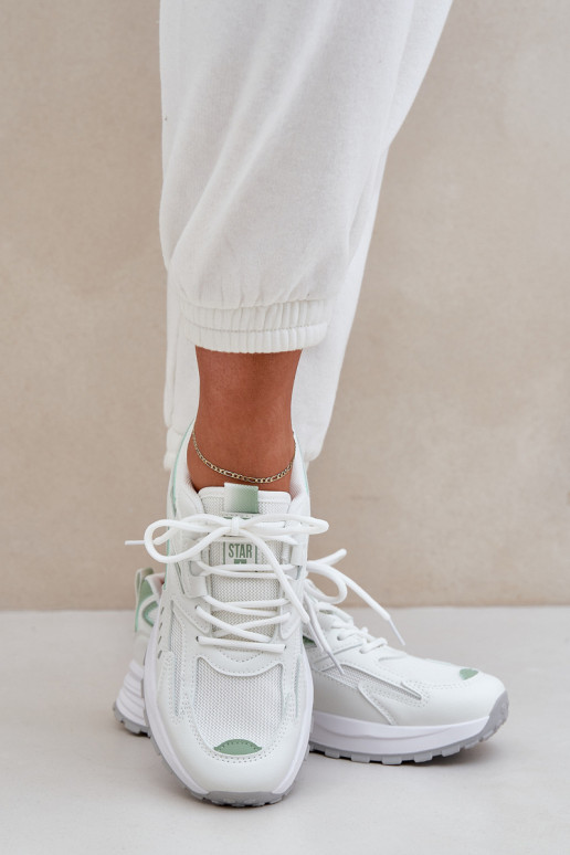 Scarpe sportive da donna Big Star NN274A095 HI-POLY SYSTEM bianche-verdi