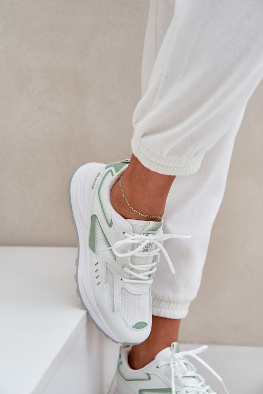 Scarpe sportive da donna Big Star NN274A095 HI-POLY SYSTEM bianche-verdi