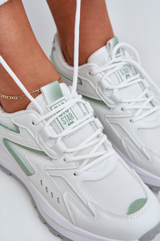 Scarpe sportive da donna Big Star NN274A095 HI-POLY SYSTEM bianche-verdi