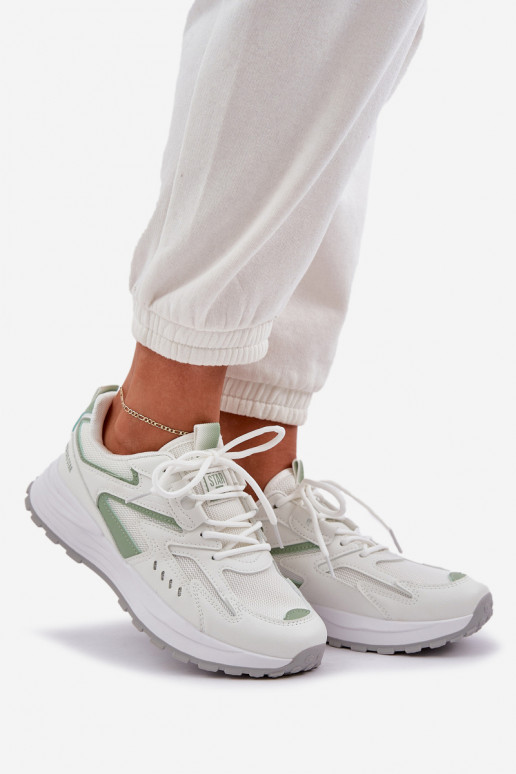 Scarpe sportive da donna Big Star NN274A095 HI-POLY SYSTEM bianche-verdi