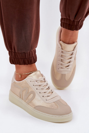 Sneakers basse da donna in ecopelle color sabbia Iladira 2