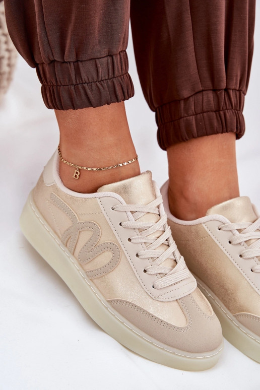 Sneakers basse da donna in ecopelle color sabbia Iladira